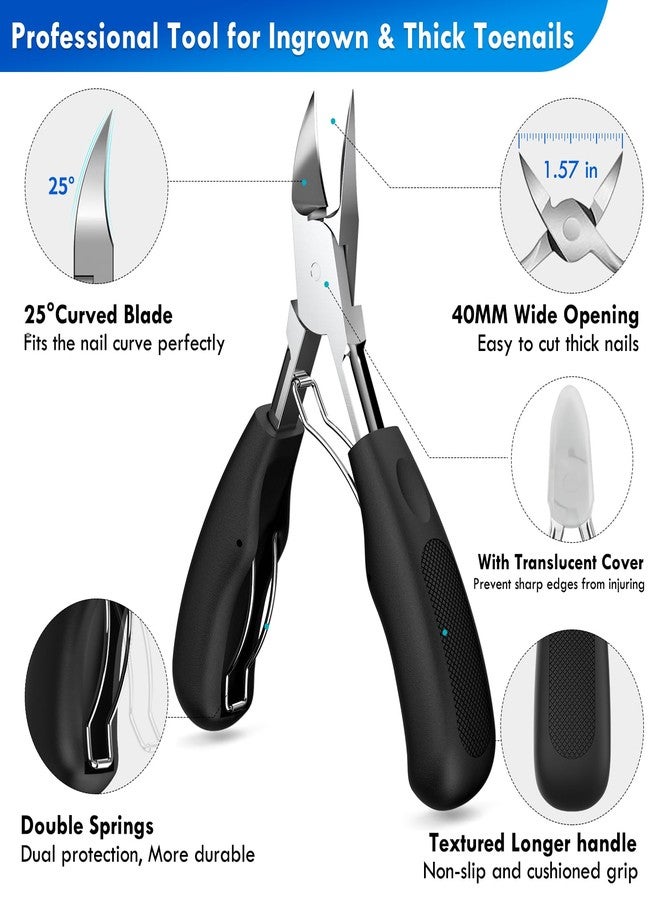 مجموعة أدوات احترافية للعناية بالأظافر الغائرة لكبار السن، تتضمن مقص أظافر مستقيم ذو فك عريض، ومقص أظافر كبير بزاوية للأظافر السميكة أو أظافر اليد، طقم مانيكير للرجال والنساء - Image 2