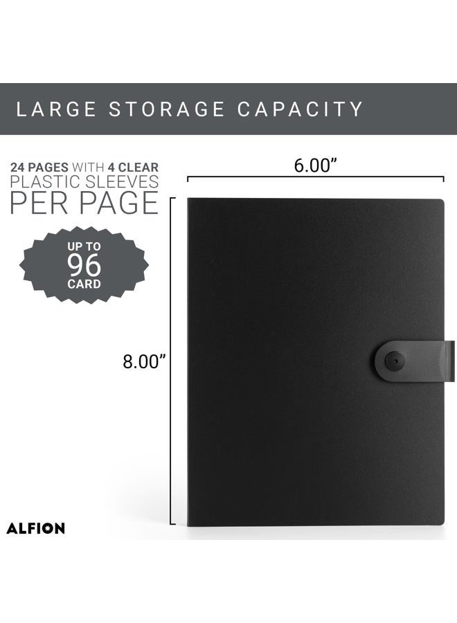 Alfion 3x5 Index Card Holder Binder with Clear Plastic Sleeves, Flash Card Organizer Notebook with Snap Button Closure, 96 Total Card Holder Pockets - Image 2