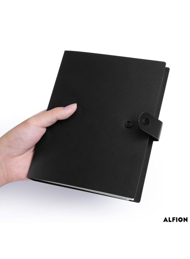 Alfion 3x5 Index Card Holder Binder with Clear Plastic Sleeves, Flash Card Organizer Notebook with Snap Button Closure, 96 Total Card Holder Pockets - Image 4