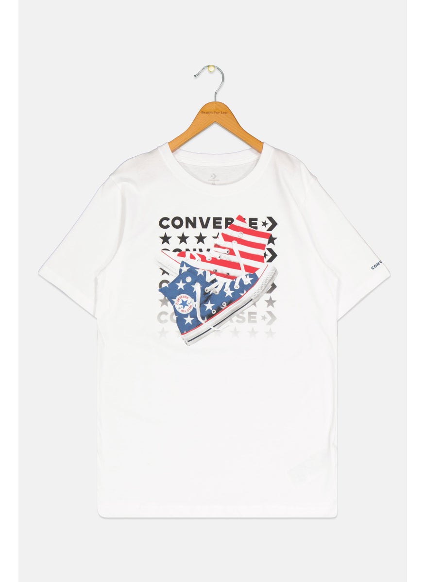 CONVERSE - Kids Boy Sportswear Short Sleeve Outdoor T-Shirt, White - Image 1