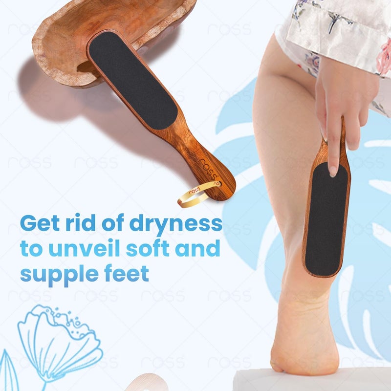 Ross Double-Sided Foot File Scrubber with Teak Wood Handle | Callus & Dead Skin Remover | Pedicure Tool for Cracked Heels | Foot Scraper for Smooth Feet | Reusable & Easy to Clean - Image 5