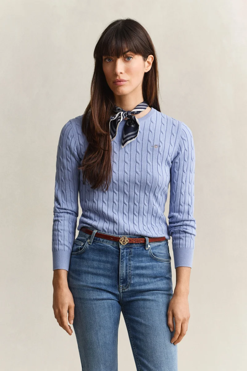 غانت Stretch Cotton Cable C-Neck