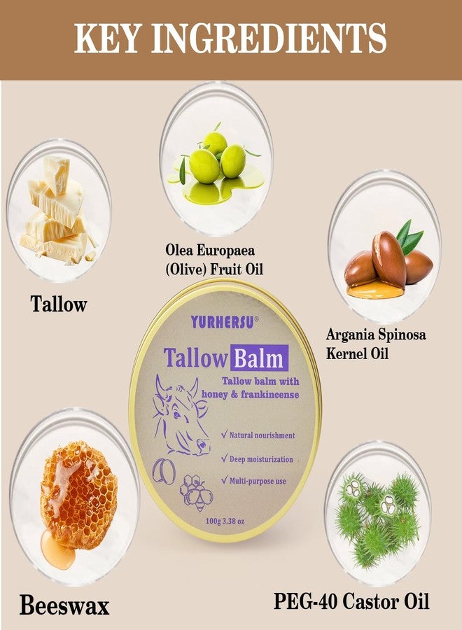 YURHERSU Tallow Balm, Tallow Honey Body Cream, Face Moisturizing Cream, All Purpose Use Balm Anti-Drying Anti-Cracking for Spring, Summer, Autumn and Winter Skin Care (Tallow Balm, 100 g - Image 5