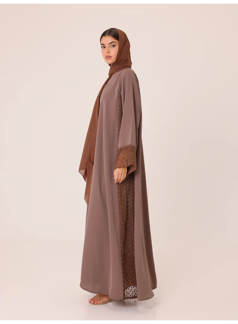 Ikkxa  Cocoa Lace Abaya for Women | Best Price UAE