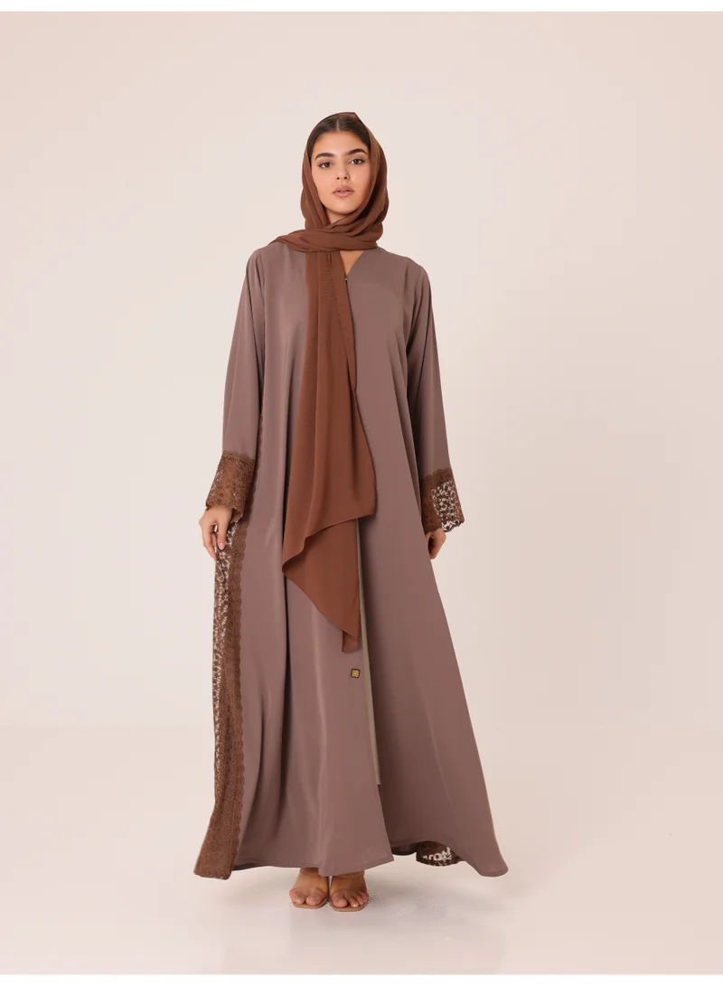 Ikkxa  Cocoa Lace Abaya for Women | Best Price UAE
