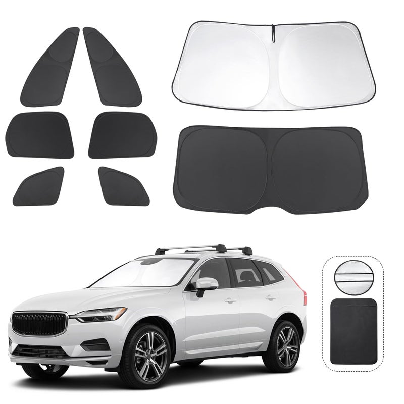 TINGLU Window Shades for Volvo XC60 20182024 2025 Accessories Car Side Full Windows Rear Triangular Windshield Sun Shade Sun UV Rays Privacy Protection for CampingNappingand Relaxing 8PCS