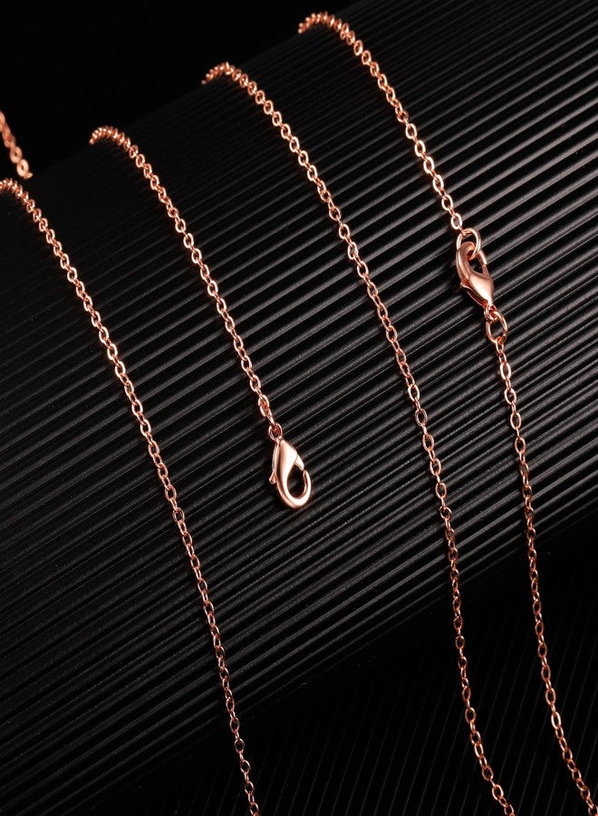 ALEXCRAFT Wholesale 12PCS Rose Gold Plated Solid Brass Chain Hypoallergenic Flat Cable Chains Link Bulk for Jewelry Making (20"(2.0MM)) - Image 2