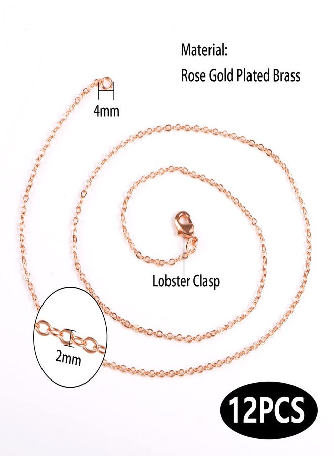ALEXCRAFT Wholesale 12PCS Rose Gold Plated Solid Brass Chain Hypoallergenic Flat Cable Chains Link Bulk for Jewelry Making (20"(2.0MM)) - Image 5