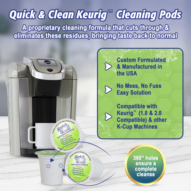 QUICK CLEAN Quick & Clean 4-Pack of Cleaning Cups with Descaler Bundle (2 Total Uses) - 2.0 Compatible, Descaling Solution for Keurig, Nespresso, Ninja, Delonghi, All Coffee and Espresso Machines - Image 4
