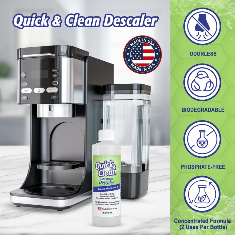QUICK CLEAN Quick & Clean 4-Pack of Cleaning Cups with Descaler Bundle (2 Total Uses) - 2.0 Compatible, Descaling Solution for Keurig, Nespresso, Ninja, Delonghi, All Coffee and Espresso Machines - Image 5