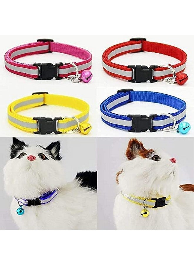 Reflective Cat Collar With Bell Basic Dog Cat Collar Buckle Adjustable Nylon Cat Dog Collar Safe Pets Belt Small Size Quick Release And Breathable Collar 10 Mm (Green Collar) - Image 3