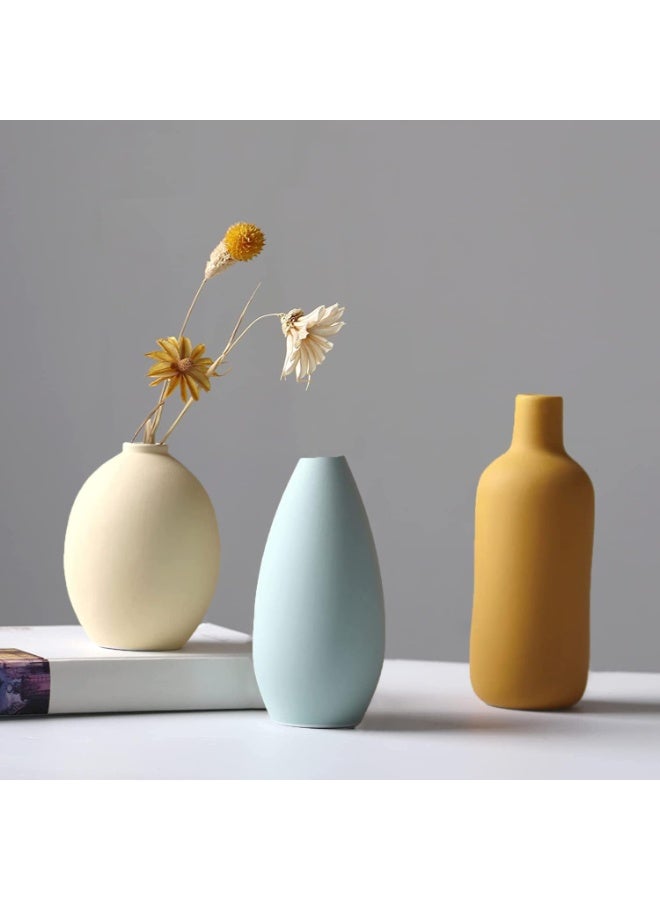 Y&D Ceramic Vase 3 Piece Set, Modern Boho Farmhouse Home Vases for Decor, Dried Flowers Vases, Modern Living Room Decor,Tabletop Decor, Bookcase, Fireplace and Entrance Decorate - Image 2