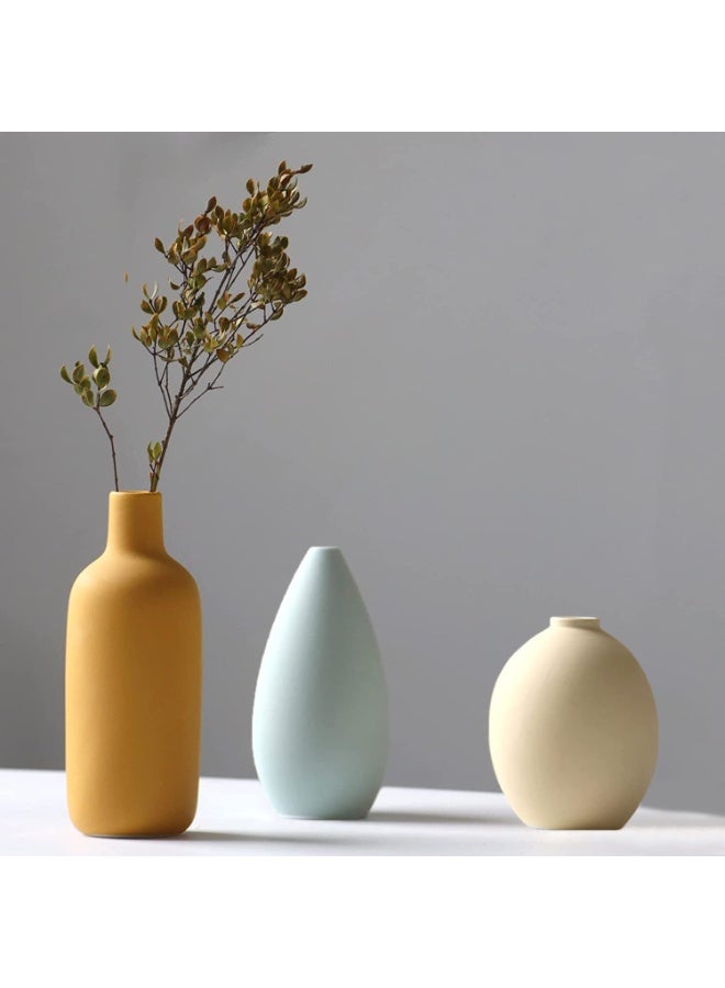 Y&D Ceramic Vase 3 Piece Set, Modern Boho Farmhouse Home Vases for Decor, Dried Flowers Vases, Modern Living Room Decor,Tabletop Decor, Bookcase, Fireplace and Entrance Decorate - Image 4