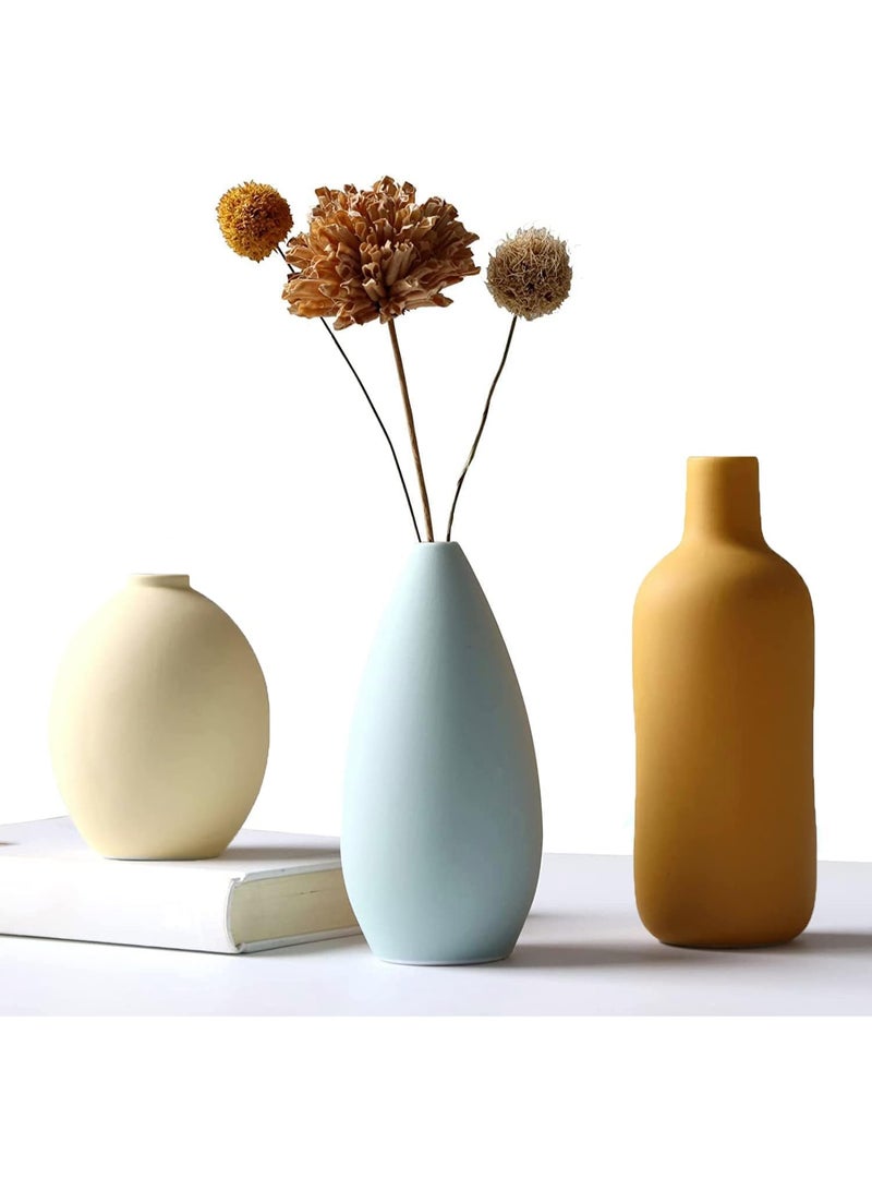 Y&D Ceramic Vase 3 Piece Set, Modern Boho Farmhouse Home Vases for Decor, Dried Flowers Vases, Modern Living Room Decor,Tabletop Decor, Bookcase, Fireplace and Entrance Decorate - Image 1