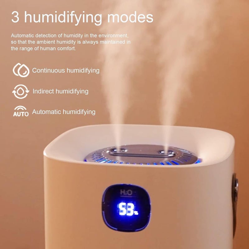 KASTWAVE Humidifiers for Bedroom, Portable Cool Mist Humidifiers 2L Top Fill Air Humidifier Dual Nozzle Spray Quiet Smart Ultrasonic Humidifiers for Baby, Home, Large Room with Auto Shut Off(Silver) - Image 3