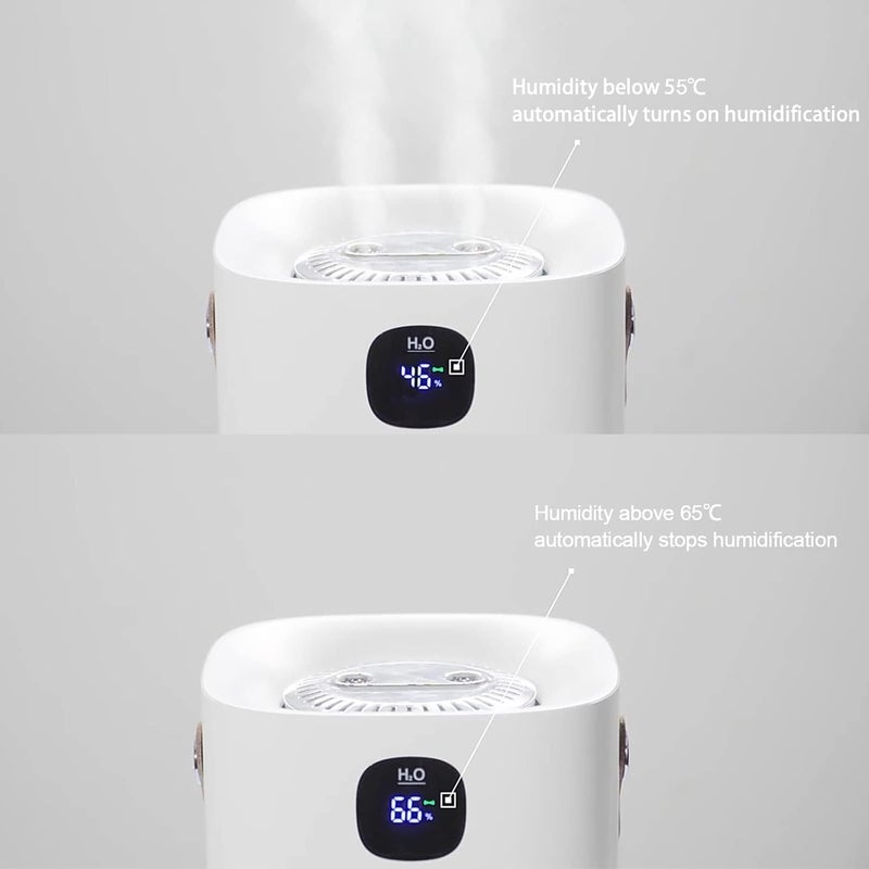 KASTWAVE Humidifiers for Bedroom, Portable Cool Mist Humidifiers 2L Top Fill Air Humidifier Dual Nozzle Spray Quiet Smart Ultrasonic Humidifiers for Baby, Home, Large Room with Auto Shut Off(Silver) - Image 4