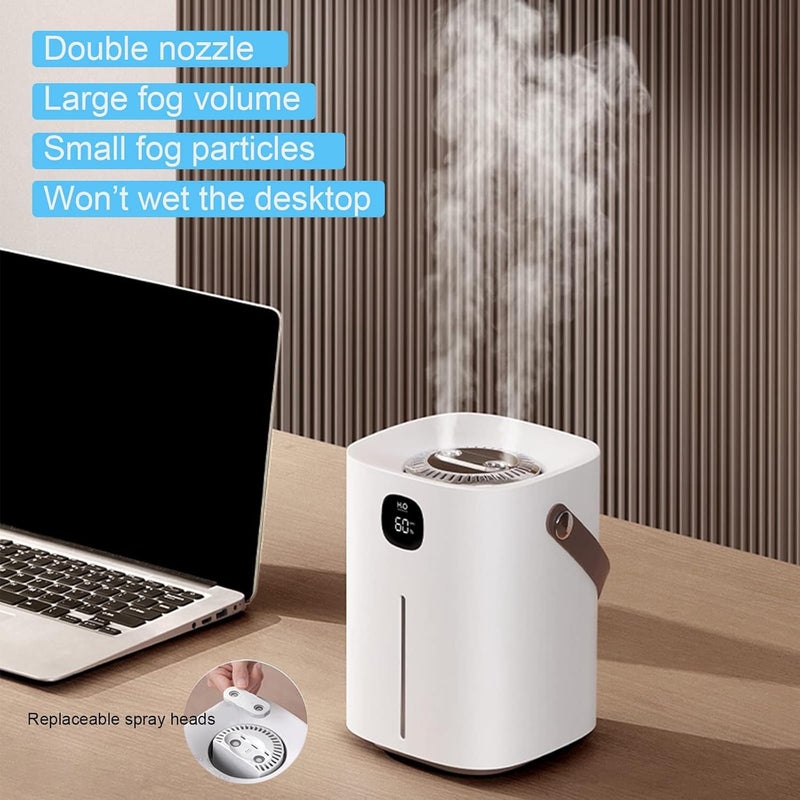 KASTWAVE Humidifiers for Bedroom, Portable Cool Mist Humidifiers 2L Top Fill Air Humidifier Dual Nozzle Spray Quiet Smart Ultrasonic Humidifiers for Baby, Home, Large Room with Auto Shut Off(Silver) - Image 5