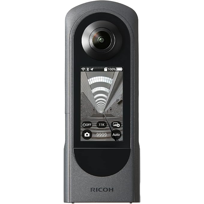 RICOH Theta X 360 Camera - 11K High-Resolution (60 Megapixels), 5.7K Video, OLED Touch Screen, Built-in GPS, Interchangeable Battery, External Memory | 11K Stills, 5.7k/30fps Video, 2.25 Touch LCD, Built-in GPS, Swappable Db-110 Battery, 46GB Int Plus Microsd, (60 Megapixels) - Image 1