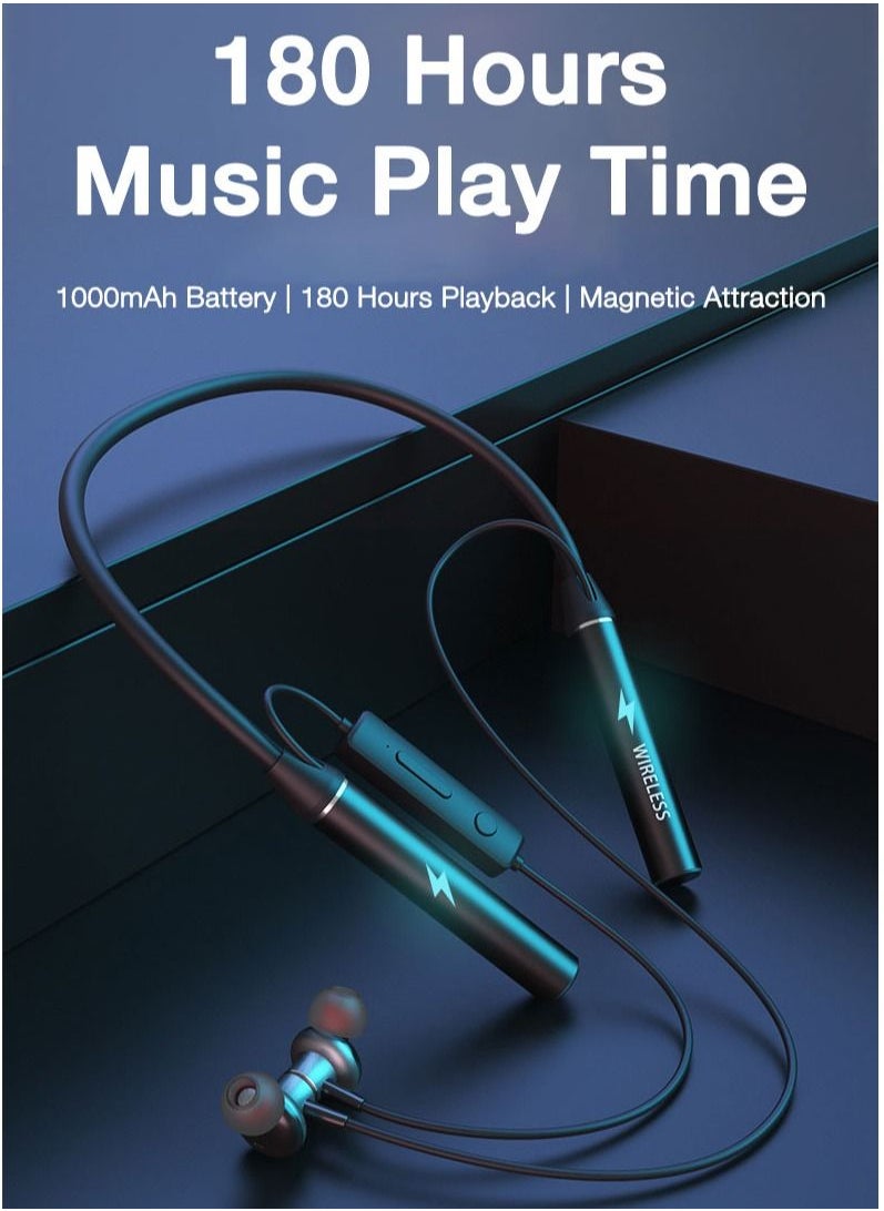 Generic - EARDECO 180 Hour Endurance Bluetooth Headphone Bass Wireless Headphones with Mic Stereo Neckband Earphones Sport Headset TF Card - Image 1