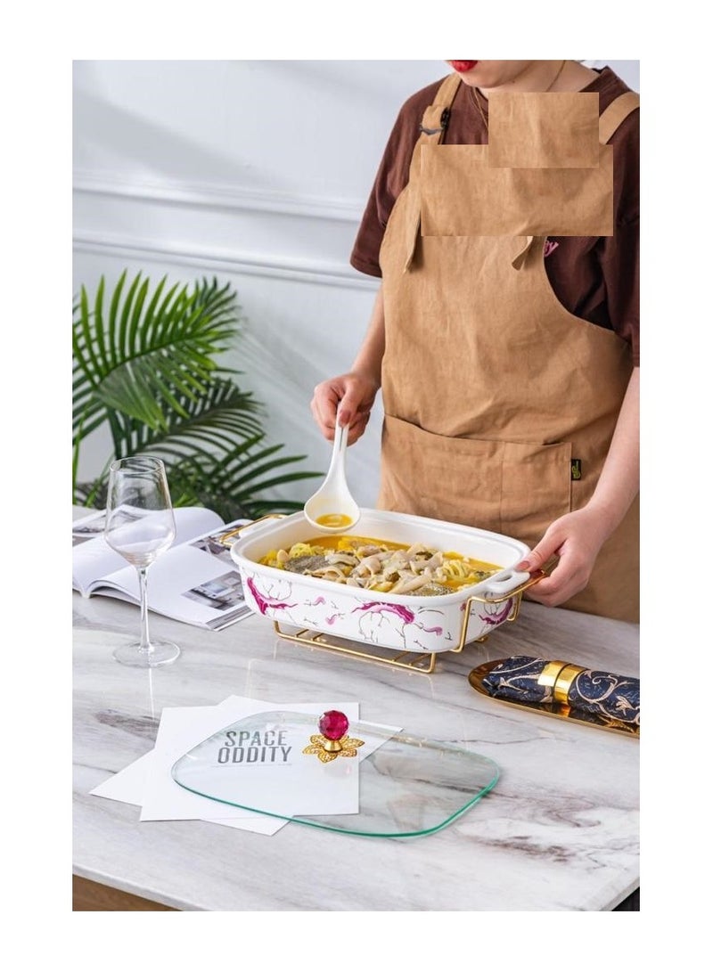 ماربل -طاجن بورسلين بيضاوى  بالغطاء حراري ابيض CA61015 - Image 3