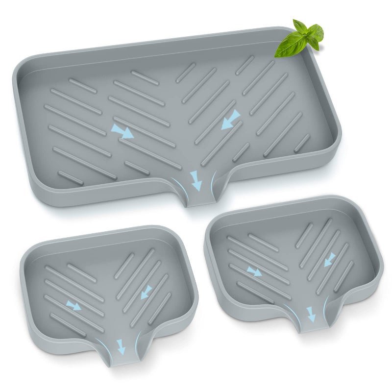 Kitchen Soap TrayKitchen Sink Tray Sponge Tray Kitchen Sponge Holder Self Draining Premium Silicone Soap Holder for Bathroom Counter Sink Caddy Organizer for Dish Soap BottleSoap Dispenser