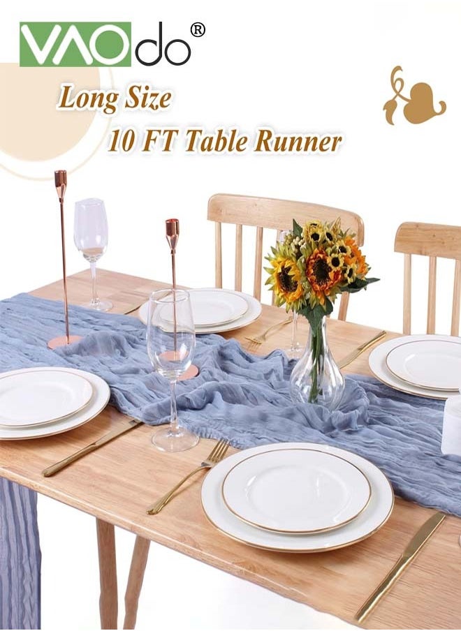 VAOdo - Translucent Table Runner Chessian Tablecloth for Wedding Reception Bridal Shower Party Decoration Table Centerpiece 90*340CM Blue - Image 1