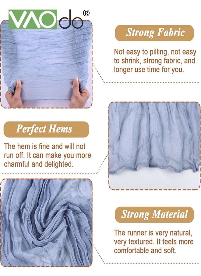 VAOdo - Translucent Table Runner Chessian Tablecloth for Wedding Reception Bridal Shower Party Decoration Table Centerpiece 90*340CM Blue - Image 1