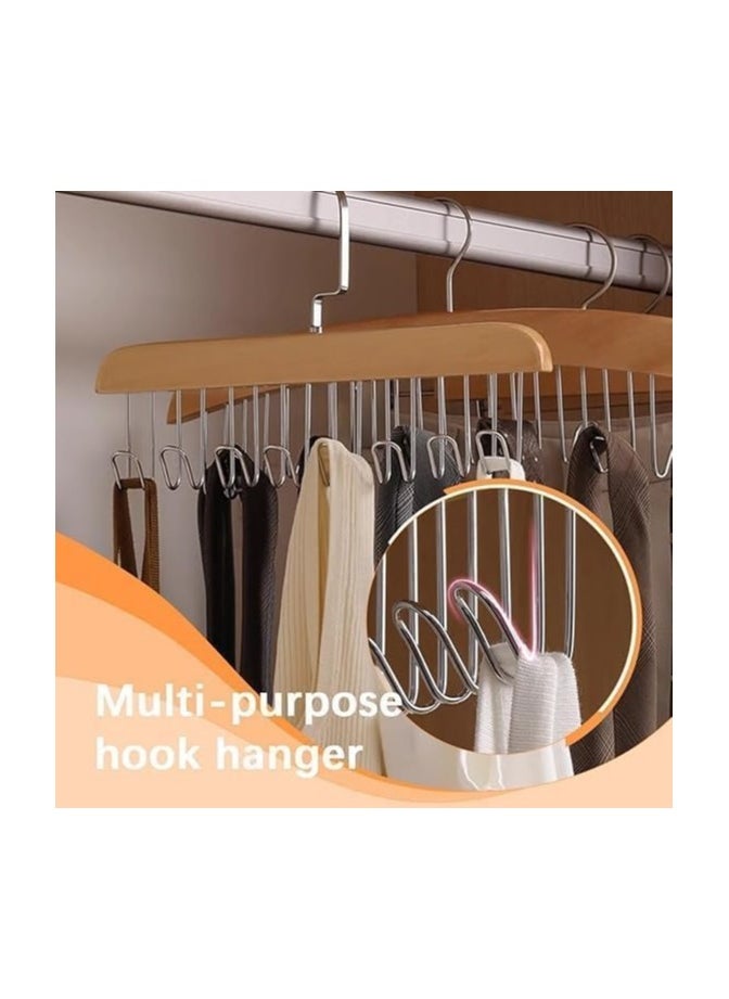Generic - 3 Pack Smart Hook Clothes Hanger and Organizer with 8 Hooks for Organizing Scarves, Women's Underwear, and Men's Tie Puller - 8 Hook Closet Hanger and Organizer - Organize clothes and save space with this unique piece; Perfect for organizing pants, scarves, and ties smoothly and easily - Multi-Hook Clothes Organizer - 8 Stainless Steel Hooks - Space Saving and Smart Design - Perfect for Pants and Scarves - Image 1