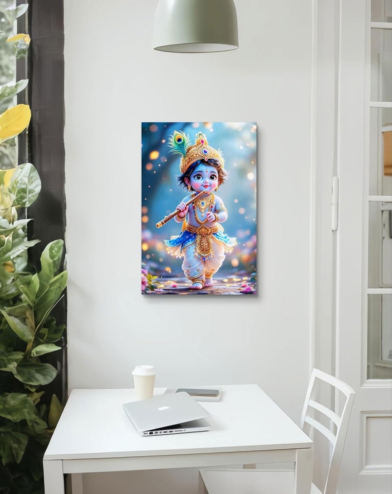 CLITHS 8x12 Inch Child Krishna Metal Wall Art - Hindu Spiritual Decor for Home & Office - Lightweight, Easy to Hang - Elegant Gift for Indoor & Outdoor Use - Image 3