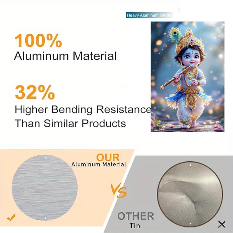 CLITHS 8x12 Inch Child Krishna Metal Wall Art - Hindu Spiritual Decor for Home & Office - Lightweight, Easy to Hang - Elegant Gift for Indoor & Outdoor Use - Image 5