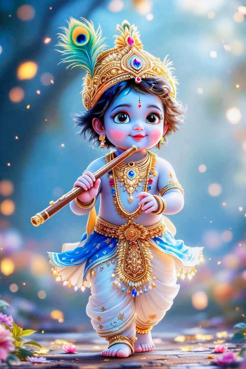 CLITHS 8x12 Inch Child Krishna Metal Wall Art - Hindu Spiritual Decor for Home & Office - Lightweight, Easy to Hang - Elegant Gift for Indoor & Outdoor Use - Image 1