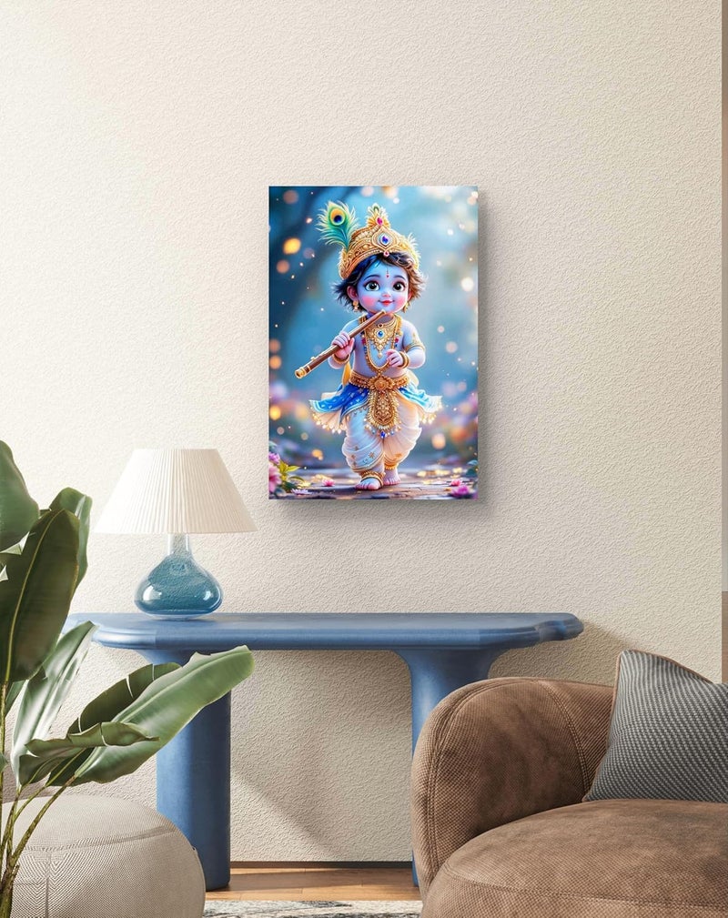 CLITHS 8x12 Inch Child Krishna Metal Wall Art - Hindu Spiritual Decor for Home & Office - Lightweight, Easy to Hang - Elegant Gift for Indoor & Outdoor Use - Image 4