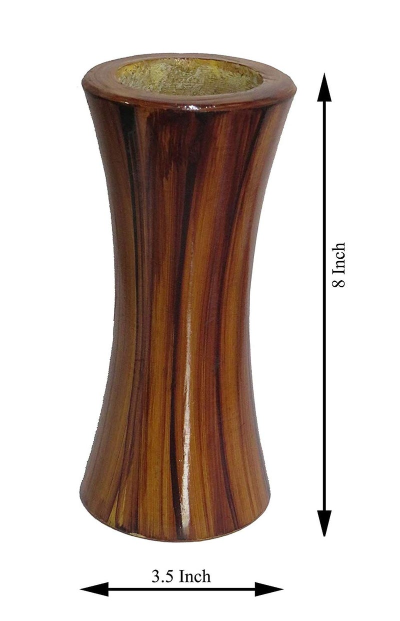 LOGRO LOGRO Artificial Wooden Flower Vase Wooden Flower Pot for Home Decorative Items Wooden vases for Home Decor Flower vase Set of 1  - Image 2