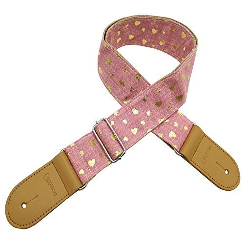 Xinlinke Girls Guitar Strap Pink Cotton Heart Pattern Electric Acoustic Guitar Bass Music Accessories - Image 2