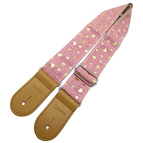 Xinlinke Girls Guitar Strap Pink Cotton Heart Pattern Electric Acoustic Guitar Bass Music Accessories - Image 3