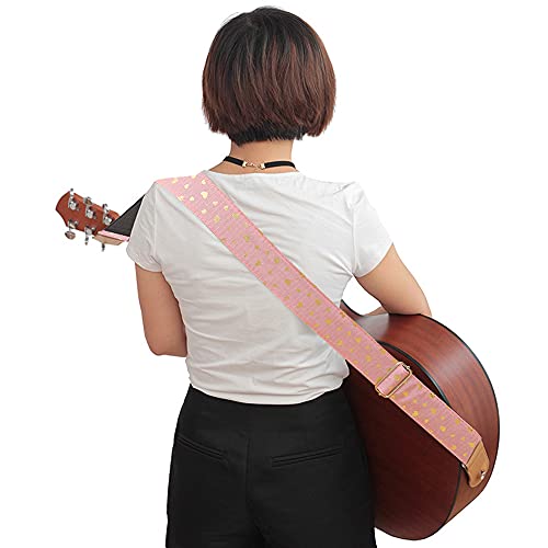 Xinlinke Girls Guitar Strap Pink Cotton Heart Pattern Electric Acoustic Guitar Bass Music Accessories - Image 5