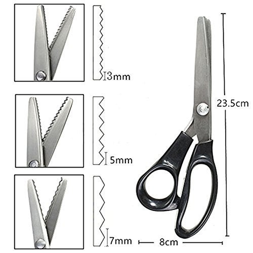 Xemz Pinking Shears, Stainless Steel Dressmaking Scissors, Serrated and Scalloped Blades, Professional Sewing Craft Cut Tailor Zig-Zag Tool, Fabric Decoration Comfort Grip Soft Handheld (Serrated 5mm) - Image 3