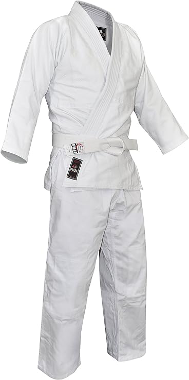 Fuji Single Weave Judo Gi Uniform - Kids & Adults Cotton Training Gi for Judo and Karate, Size 4, White - Image 4