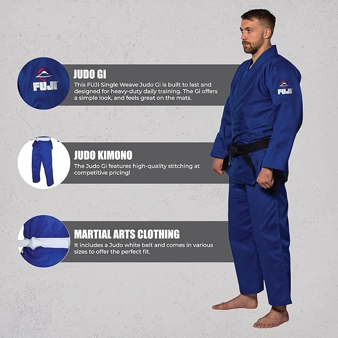 Fuji Single Weave Judo Gi Uniform - Kids & Adults Cotton Training Gi for Judo and Karate, Size 4, White - Image 5
