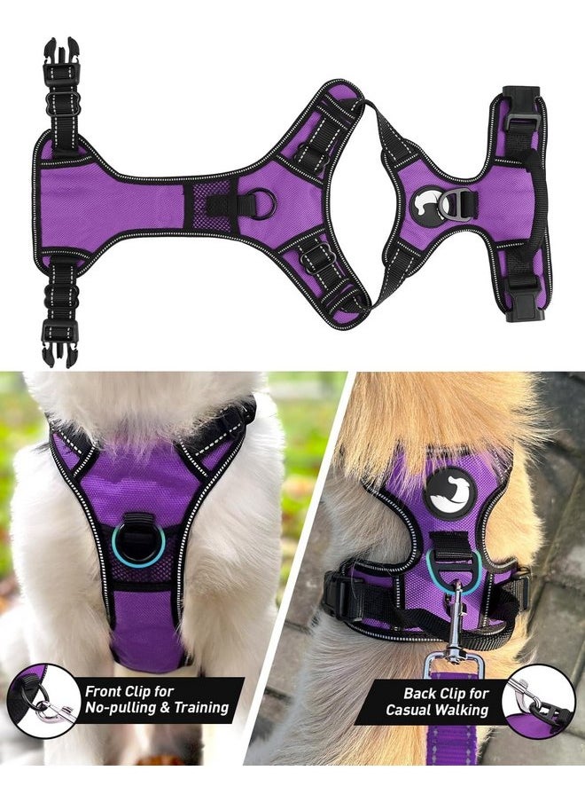 Joytale - Joytale No Pull Dog Harness Medium Sized Dog, Reflective Pet Vest with Front Clip, Adjustable Soft Padded Harnesses with Easy Control Handle for Training and Walking, Purple, M - Image 1