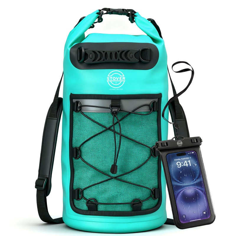STOVER 51025304055L Waterproof Dry Backpack Phone Case Large Floating Dry Bag for Kayaking Travel Hiking Fishing Camping Motorcycles Beach HeavyDuty Roll Top MenWomen Teal - Image 2