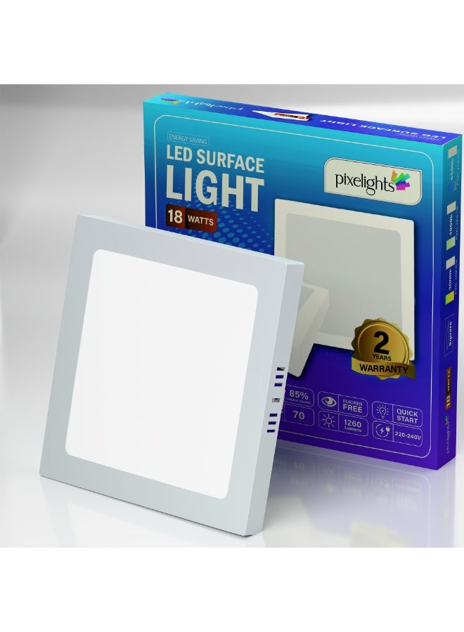 pixelights 18W White (6500K), LED Surface Mounted Ceiling Light, Square (23x23cm), Non-Dimmable, 220-240V, IP20, Lifetime: 25000Hours, 2years warranty. (single Pack) - Image 1