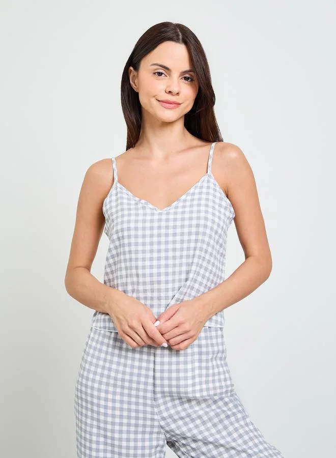 تايك تو Grey Gingham Checked Cami And Pyjama Set