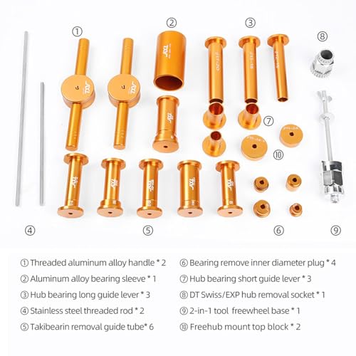 CooMeng Premium Bike Hub Bearing Press & Removal Tool Kit - Compatible with DT Swiss EXP, DT350, XD, NOVATEC - MTB & Road Bicycle Repair Tools - Image 4