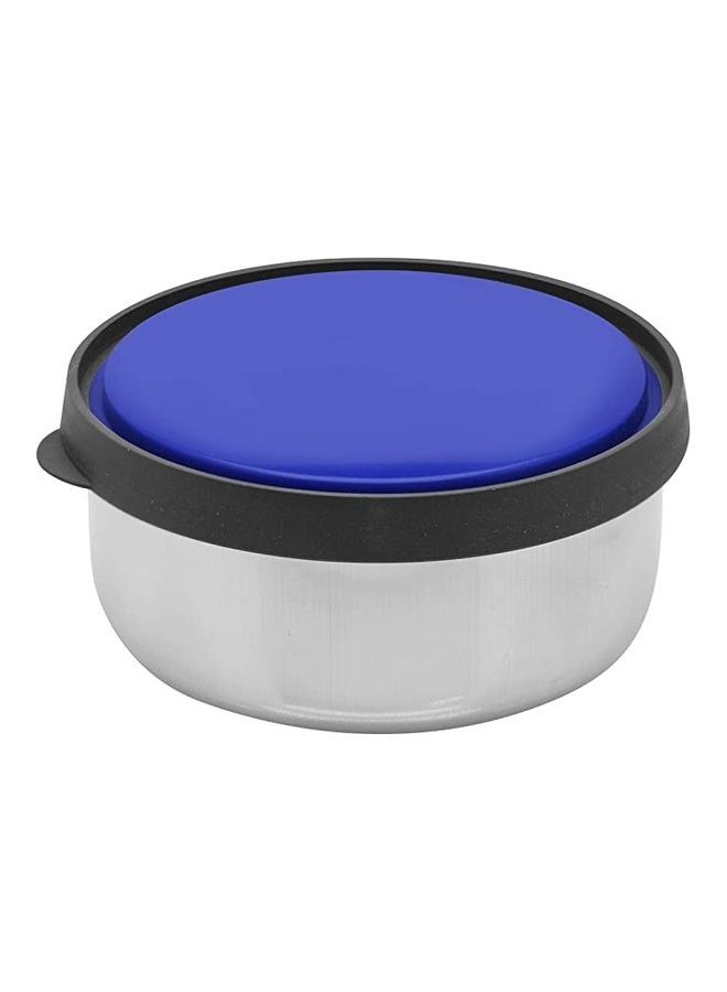NIBEMINENT Steel Storage Bowl With Plastic Lid Silver/Blue 12cm  - Image 3