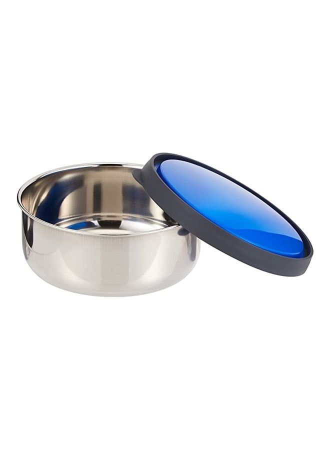 NIBEMINENT Steel Storage Bowl With Plastic Lid Silver/Blue 12cm  - Image 2