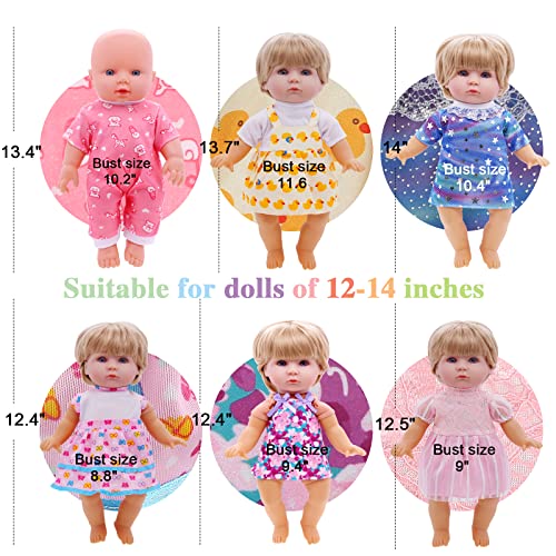 Digabi Girl Doll Clothes and Accessories 12 Sets Doll Clothes for 12 Inch Dolls Alive-Baby Doll Clothes Dress Pajamas Swimsuits Lovely Baby Doll Outfits Accessories for Christmas Birthday for Little Girl - Image 4