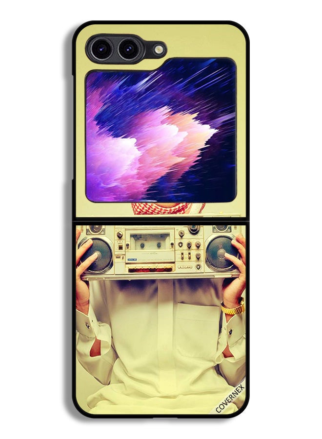 Covernex Samsung Galaxy Z Flip6 Protective Case Cover Holding Vintage Music Device - Image 1