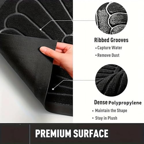 Prisha Cart Semicircular Durable Rubber Non Slip Front Door Mat for Outside Inside Entry Entryway | Dirt Trapper Welcome Mat for Muddy Paws and Shoes, Grey, 45x75 cm - Image 3