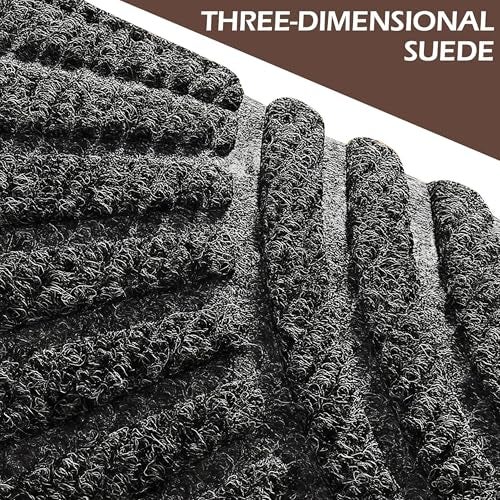 Prisha Cart Semicircular Durable Rubber Non Slip Front Door Mat for Outside Inside Entry Entryway | Dirt Trapper Welcome Mat for Muddy Paws and Shoes, Grey, 45x75 cm - Image 2